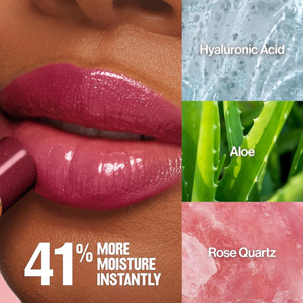 REVLON Super Lustrous Glass Shine Balm, Hydrating Tinted Lip Balm with Hyaluronic Acid, Aloe & Rose Quartz, Light-Medium Red Lipstick, NEW Shade, 020 Glaring Red, 0.11 oz