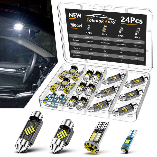 Zakolak 24PCS LED Interior Car Lights, Extremely B