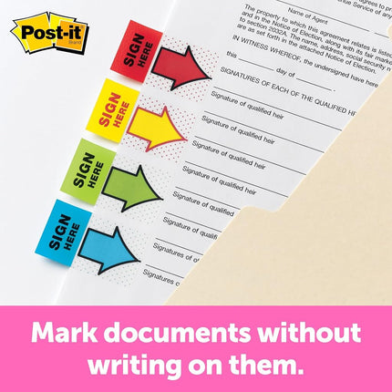 Post-it Sign and Date Flags, 50/Dispenser, 2 Dispensers/Pack, 1 in Wide, Bright Green (680-SD2)