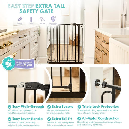 Regalo Deluxe Easy Step Extra Tall Gate, Black 13 Pounds