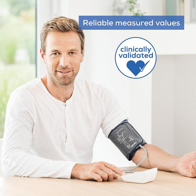 Beurer BM27 Automatic Blood Pressure Monitor, Clinically Validated, Blood Pressure Machine with Arrhythmia Detection & Colour-Coded Risk Indicator according to WHO standards, XL Upper-Arm Cuff