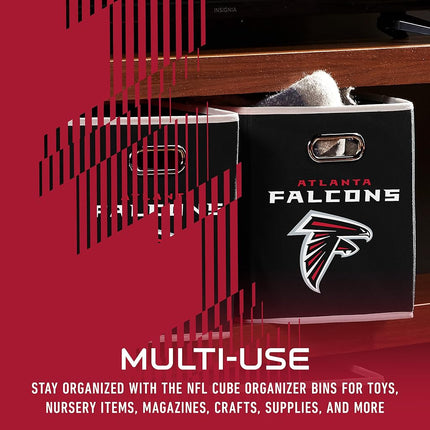 Franklin Sports NFL Atlanta Falcons Collapsible Storage Bin NFL Folding Cube Storage Container Fits Bin Organizers Fabric NFL Team Storage Cubes One Size
