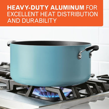 Farberware Cookware Nonstick Stockpot with Lid, 10.5 Quart, Aqua