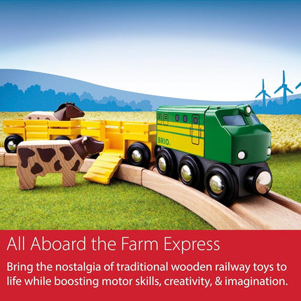 BRIO World Farm Engine Train Toy for Kids Age 3 Years Up - Wooden Railway Add On Accessories