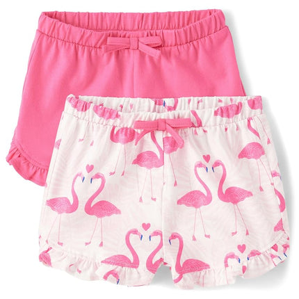 The Children's Place Baby Girls' Pull on Everyday Shorts 3 Pack, Pink/Butterflies, Preemie