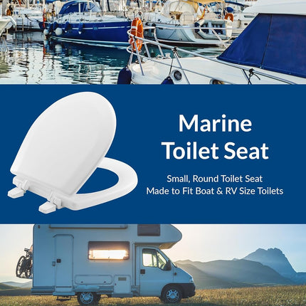 Bemis TC50TTA 000 Marine Toilet Seat, Durable Enameled Wood, 14.88" L x 13" W, White, 1 Pack