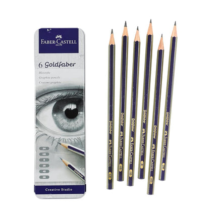 Faber-Castell Graphite Sketch Pencil Set - 6 Graphite Pencils (2H, HB, B, 2B, 4B, 6B), Drawing Pencils and Sketching Supplies