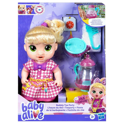 Baby Alive Bubbly Tea Party LaLa GooGoo Doll with Teapot Accessories, Blonde Hair, 11 Inches, Toy for 3 Year Old Girls and Boys & Up