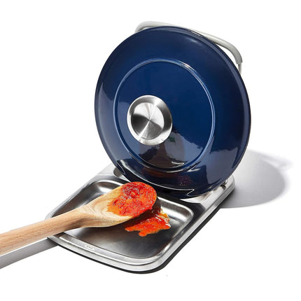 OXO Spoon Rest with Lid Holder Silver 3x4x1in