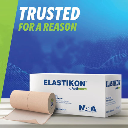 Actimove Elastikon Elastic Adhesive Tape, 4" x 2.5", 6-Count – Compression Support for Sprains, Strains, Muscle Injuries, Sports Recovery & Securing Bandages with Durable, Flexible Design