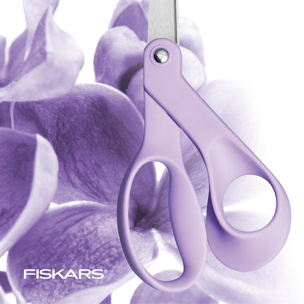Fiskars Ultra Lilac Scissors, Explore Design Collection, High-Grade Stainless Steel Blades and Ergonomic Handles for Arts and Crafts