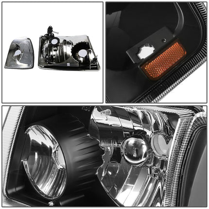 DNA MOTORING HL-OH-FRAN01-BK-AM Pair of Headlights Compatible with Ford Ranger 2001-2011, Black Housing/Amber Corner
