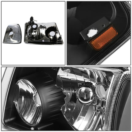 DNA MOTORING HL-OH-FRAN01-BK-CL1 Par de faros delanteros compatibles con Ford Ranger 2001-2011, carcasa negra/esquina transparente