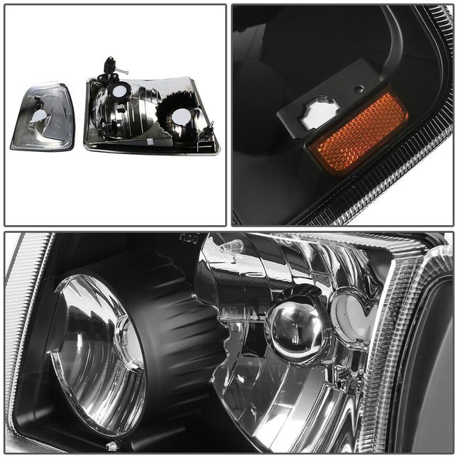 DNA MOTORING HL-OH-FRAN01-BK-CL1 Paire de phares compatible avec Ford Ranger 2001-2011, boîtier noir/lentille transparente