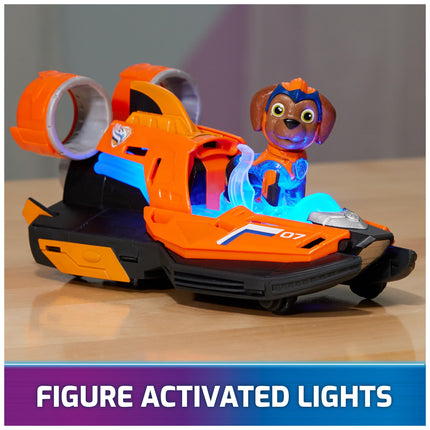 La Patrulla Canina: La Superpelícula, lancha de juguete con figura de acción de Zuma de los Mighty Pups, luces y sonidos, juguetes para niños y niñas de 3 años en adelante