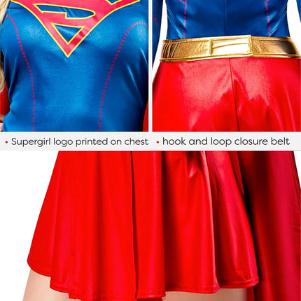 Rubie's Official Supergirl Ladies Fancy Dress, Assorted, M Halloween, Blue/Red