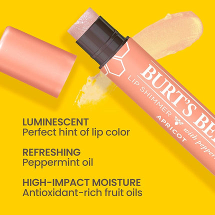 Burt's Bees 100% Natural Lip Shimmer, Apricot, 2.6g, (Pack of 1)