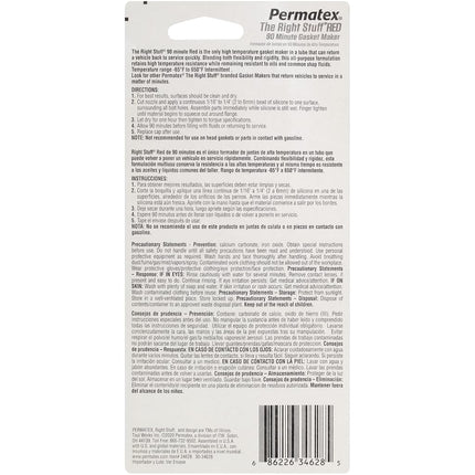 Permatex 34628 Right Stuff 90 Minute Red High Temperature Gasket Maker, 3 oz