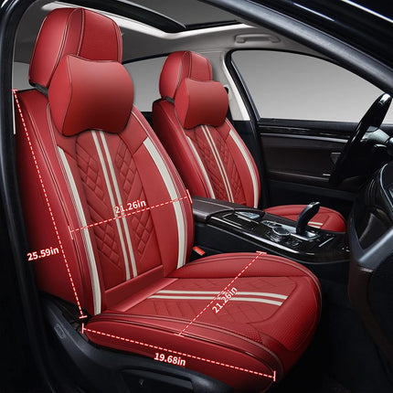 Funda de asiento de coche GXT Deluxe de cuero sintético de cobertura completa antideslizante universal apta para sedanes, SUV, camionetas con reposacabezas, accesorios interiores, rojo oscuro