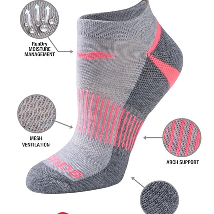 Saucony Women's Rundry Performance Selective Cushion Socks, Available in S-l (6, Grey Assorted (12 Pairs), M (Pack of 12)