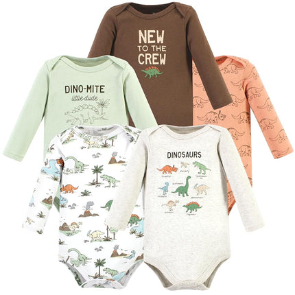 Hudson Baby Lot de 5 grenouillères à manches longues en coton pour bébé unisexe, motifs Dinosaure Aventures, pour nouveau-né, motifs Dinosaure Aventures, pour nouveau-né