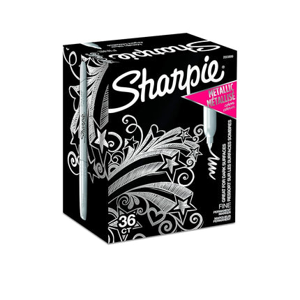 Sharpie Metallic Permanent Markers, Fine Point, Metallic Silver, 36 Count