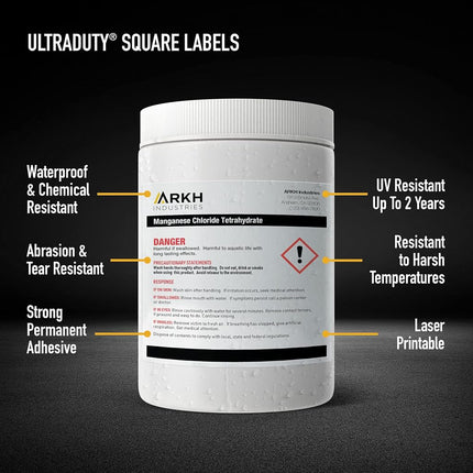 Avery UltraDuty GHS Labels, Waterproof, 1 X 1 Inch Square Labels, Pack of 1200 White Labels for Use with Laser Printers