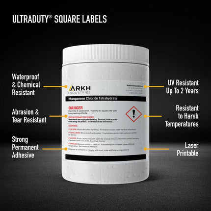 Avery UltraDuty GHS Labels, Waterproof, 1 X 1 Inch Square Labels, Pack of 1200 White Labels for Use with Laser Printers