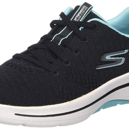 Skechers Women's GO Walk Arch FIT-Unify Sneaker, Black/Aqua, 13 Wide
