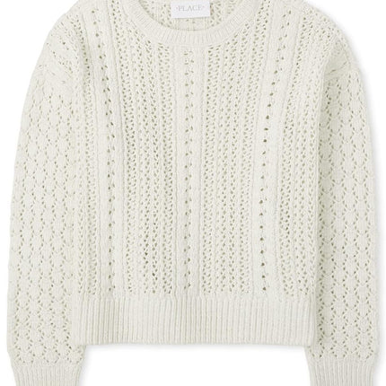 The Children's Place Pull fashion à manches longues pour filles, blanc, très petit