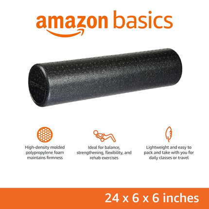 Amazon Basics High-Density Round Foam Roller, 30 cm, Black