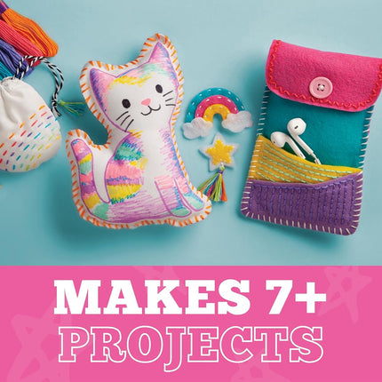 Craft-tastic – Let's Learn to Sew Craft Kit – Includes Fun Projects, Step-by-Step Instruction Book, and Reusable Supplies to Teach Basic Sewing Stitches, Embroidery & More for Beginners