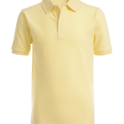 Nautica Boys' School Uniform Short Sleeve Polo Shirt, Button Closure, Comfortable & Soft Pique Fabric, Light Yellow, 7
