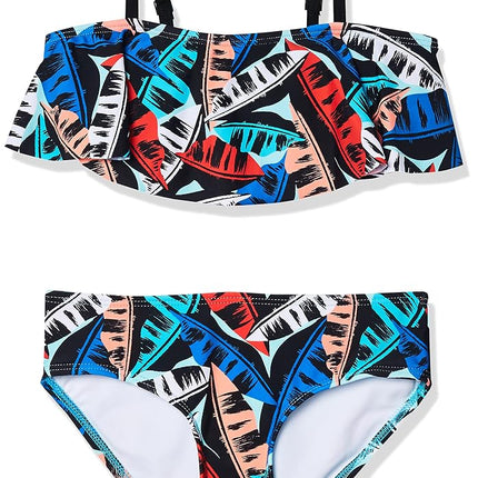 Kanu Surf Girls' Karlie Flounce Bikini Beach Sport 2 Piece Swimsuit, Maya Blue, 3T