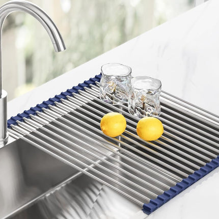 Tomorotec Roll Up Dish Drying Rack Over Sink, 304 Steel, 21x15.5, Indigo
