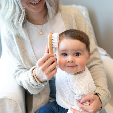 Dr. Brown's Wooden Brush and Comb Set for Babies - Soft Fibres for Delicate Scalp - Ideal for Daily Care and Milk Scab