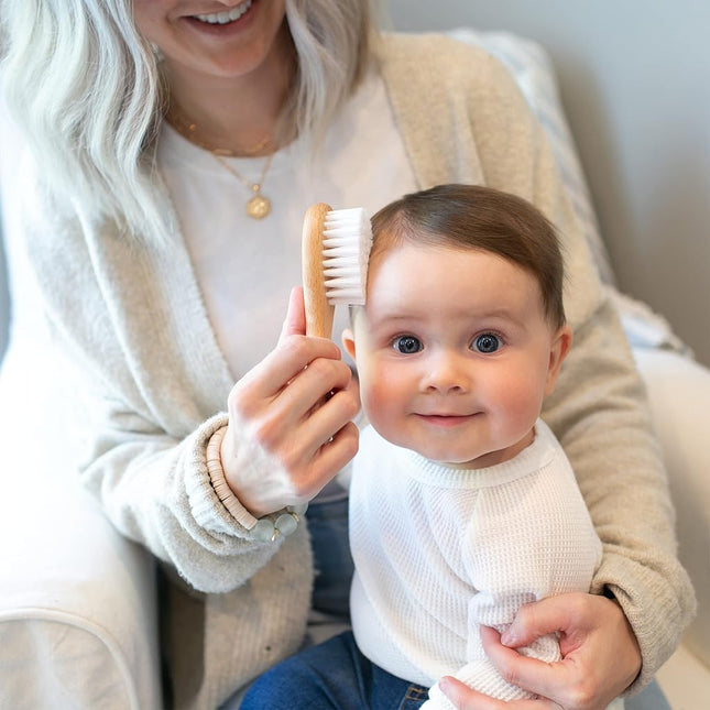 Dr. Brown's Wooden Brush and Comb Set for Babies - Soft Fibres for Delicate Scalp - Ideal for Daily Care and Milk Scab