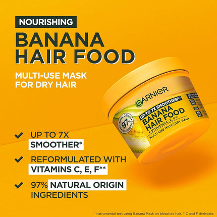 Garnier Ultimate Blends Hair Food, Banana 3-in-1 Dry Hair Mask Treatment, 390 ml