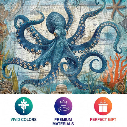 Neptune's Navigator: The Octopus Voyage - Best 1000 Piece Jigsaw Puzzle for Adults, Eco-Friendly, Ocean Exploration Theme with Satin Finish - by Cross & Glory