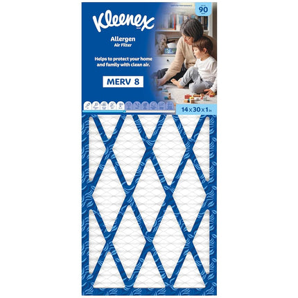 Kleenex Allergen Air Filter 14x30x1 Inches - 8 MERV RATING (4-Pack)