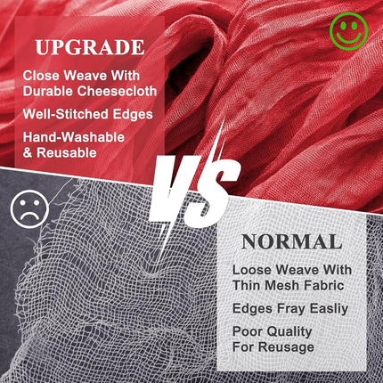 Wokceer Cheesecloth Table Runner Red 10FT Boho Gauze Runner, 6 Pack
