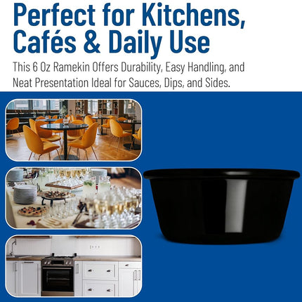 Carlisle FoodService Products Plastic Ramekins, Sauce Bowl For Catering, Kitchen, Restaurant, 6 Ounces, Black