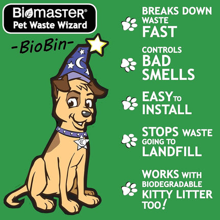 Unité d'élimination des déjections canines Pet Waste Wizard BioBin, digesteur de déchets (matériau 100 % recyclé, 25,4 cm de largeur x 45,7 cm de hauteur)