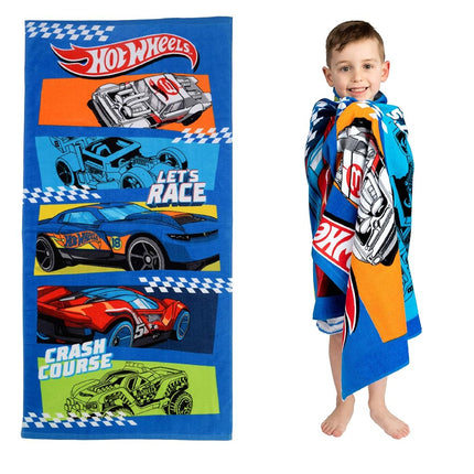 Serviette de bain/piscine/plage en coton super doux Franco Kids, 147 cm x 71 cm, Hot Wheels