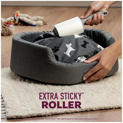 Scotch-Brite Pet Hair Pickup Extra Sticky Lint Roller, Designed for Removing Fur + Fluff on Couches, Clothes, Dog and Cat Beds, & More, 1 Pack, 95 Easy-Tear Adhesive Sheets Total