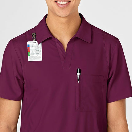 WonderWink Men's Collar Top, Wine, 4X-Large