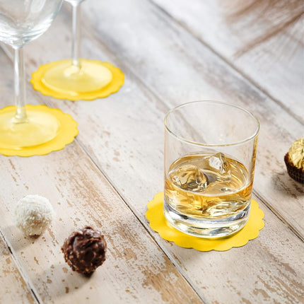 Disposable Yellow Paper Coasters for Drinks, 3.5 Inch Round Coasters for Bar, Cocktail, Beverage, Wine Or Event, 500 Pack Bulk