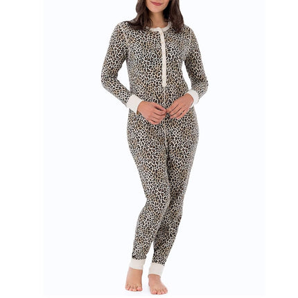 Fruit of the Loom Womens Micro Waffle Premium Thermal Union Suit, Animal Print, 3X