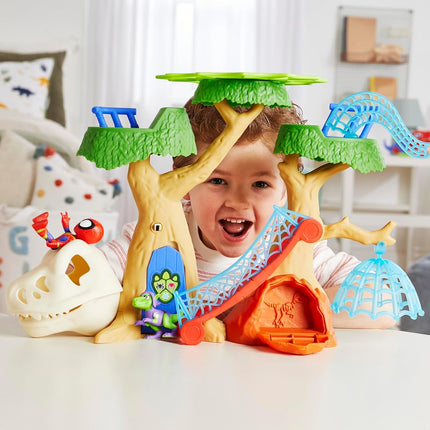 SPIDEY AND HIS AMAZING FRIENDS Marvel Dino Webs Tree House Playset, Spider-Man & Goblin Raptor, 4-Inch Action Figure Set, Ages 3+