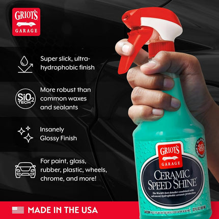 Griot's Garage 10945 Ceramic Speed Shine 22oz – Ceramic Quick Detailer & Clay Lubricant, Clean Your Vehicle While Appling Additional SiO2 Protection, Safe on All Existing Ceramic Coatings